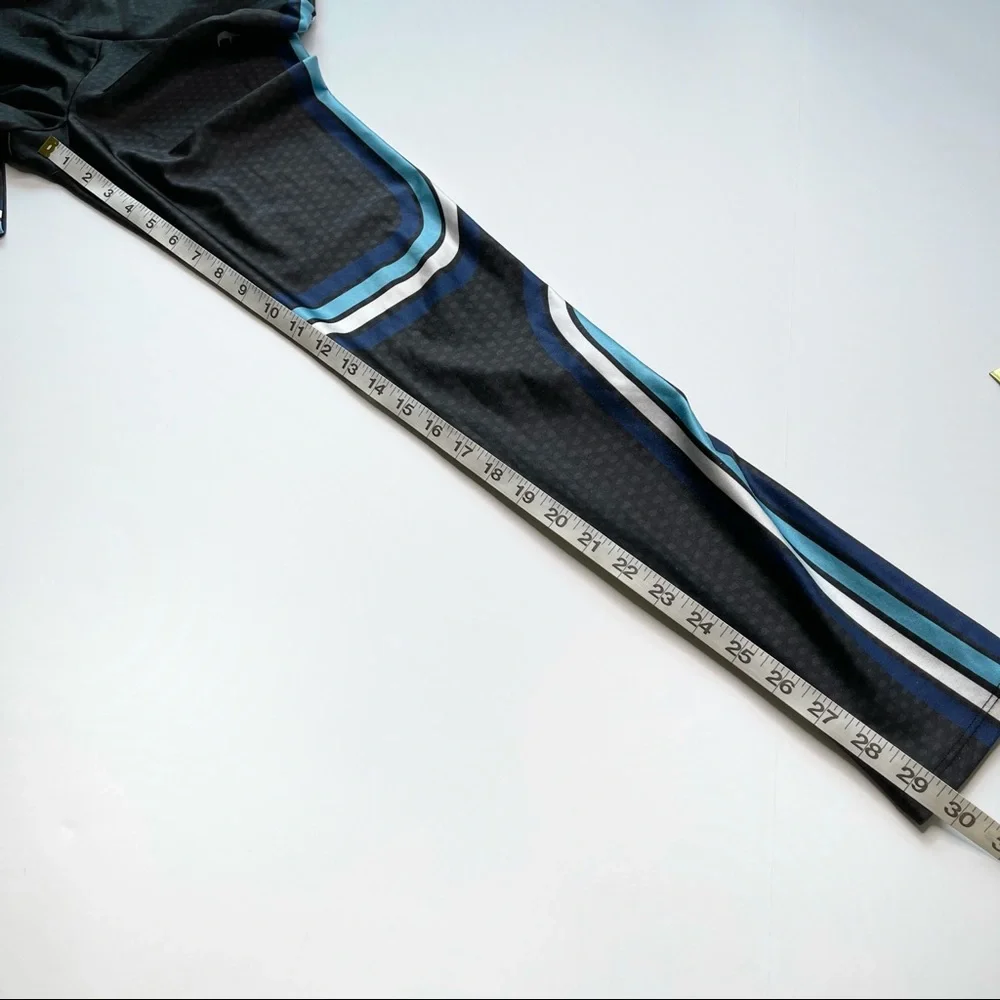 Goldsheep Retro Blue Stripe Vintage Vibe Leggings Medium